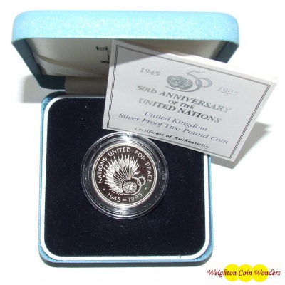 1995 Silver Proof £2 - United Nations - Click Image to Close